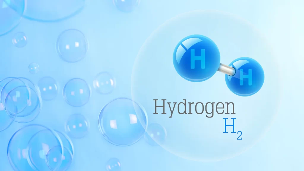 Graphic or image of hydrogen molecules in a dumble-like structure